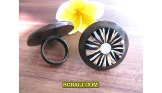 Black Wooden Hand Craft Rings With Shells